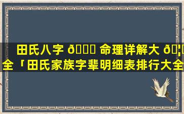 田氏八字 🐘 命理详解大 🦋 全「田氏家族字辈明细表排行大全」